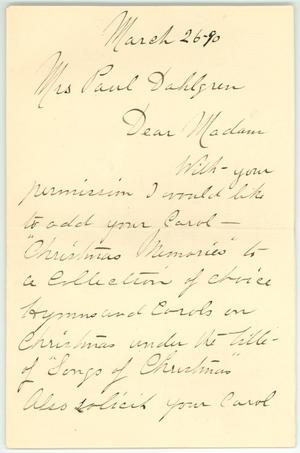 [Letter from Miss LaFontaine]