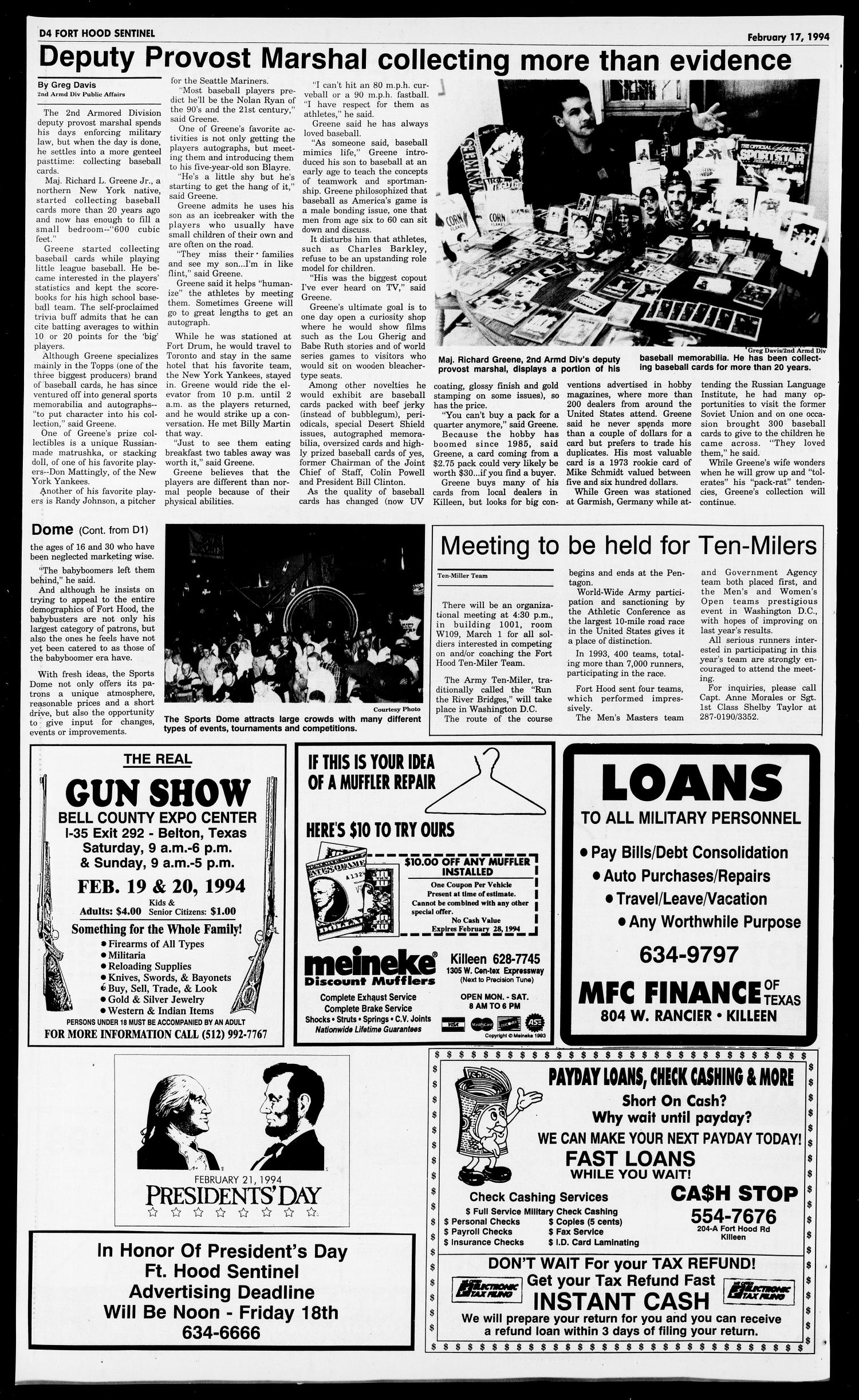 The Fort Hood Sentinel (Temple, Tex.), Vol. 53, No. 24, Ed. 1 Thursday, February 17, 1994
                                                
                                                    [Sequence #]: 28 of 34
                                                