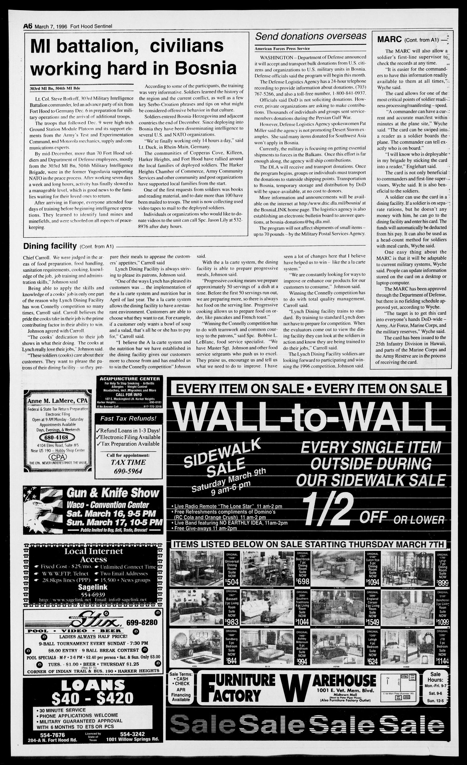 The Fort Hood Sentinel (Temple, Tex.), Vol. 54, No. 76, Ed. 1 Thursday, March 7, 1996
                                                
                                                    [Sequence #]: 6 of 34
                                                