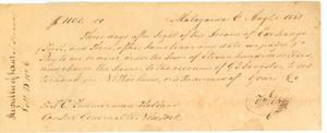 Primary view of object titled '[Bank draft to T. C. Zimmerman, Holland, from T. G. Wick, Matagorda]'.