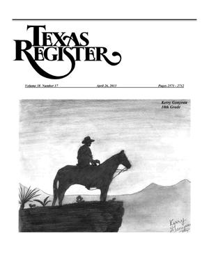 Primary view of object titled 'Texas Register, Volume 38, Number 17, Pages 2571-2712, April 26, 2013'.