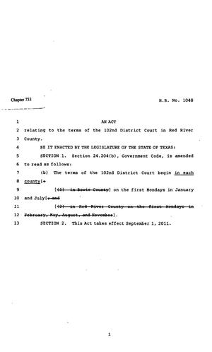 82nd Texas Legislature, Regular Session, House Bill 1048, Chapter 733