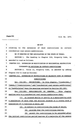 82nd Texas Legislature, Regular Session, House Bill 1071, Chapter 954
