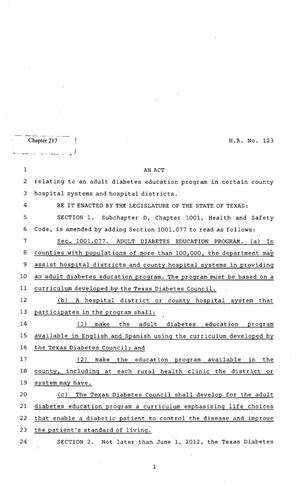 82nd Texas Legislature, Regular Session, House Bill 123, Chapter 217