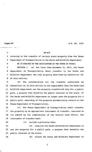 82nd Texas Legislature, Regular Session, House Bill 1235, Chapter 745