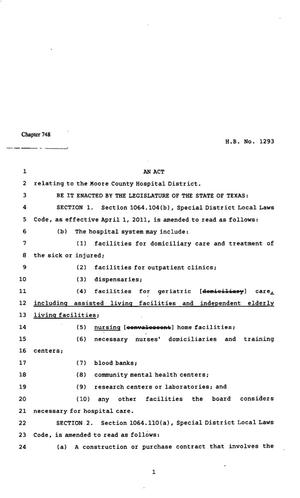 82nd Texas Legislature, Regular Session, House Bill 1293, Chapter 748