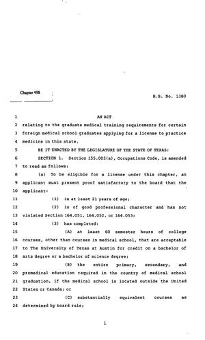 82nd Texas Legislature, Regular Session, House Bill 1380, Chapter 498