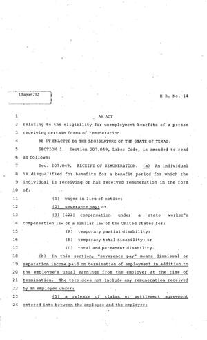 82nd Texas Legislature, Regular Session, House Bill 14, Chapter 212
