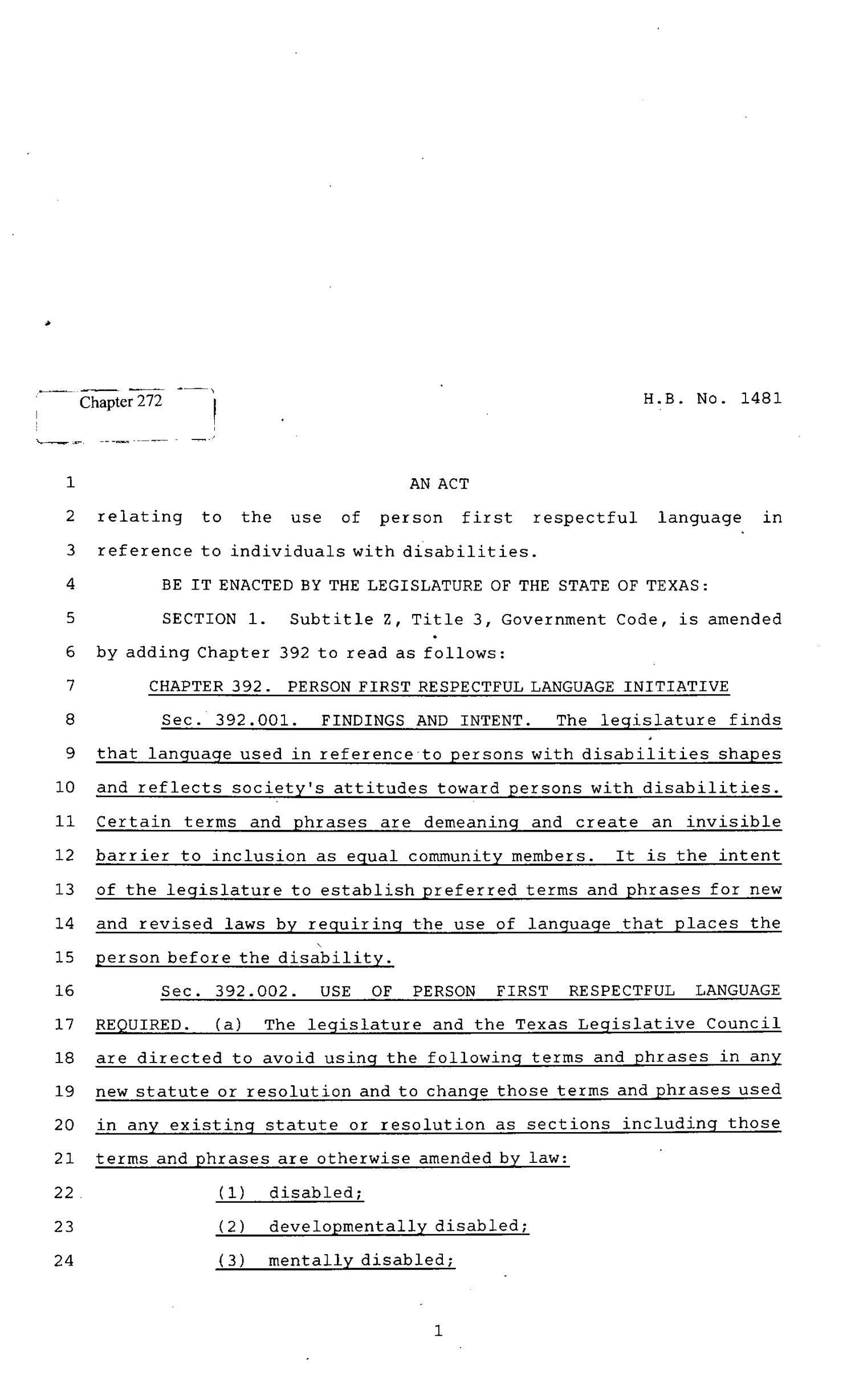 82nd Texas Legislature, Regular Session, House Bill 1481, Chapter 272
                                                
                                                    [Sequence #]: 1 of 5
                                                