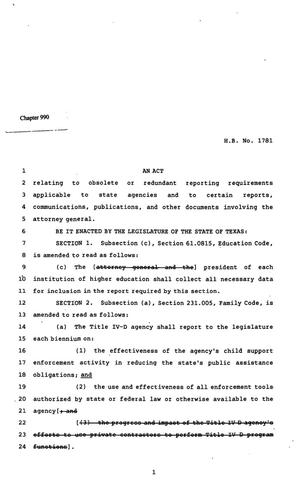 82nd Texas Legislature, Regular Session, House Bill 1781, Chapter 990