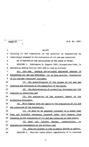 82nd Texas Legislature, Regular Session, House Bill 2067, Chapter 161