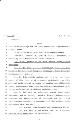 82nd Texas Legislature, Regular Session, House Bill 215, Chapter 219