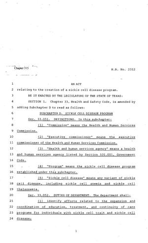 82nd Texas Legislature, Regular Session, House Bill 2312, Chapter 315