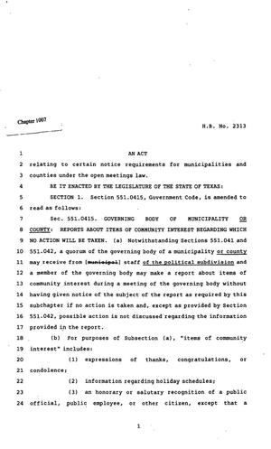 82nd Texas Legislature, Regular Session, House Bill 2313, Chapter 1007