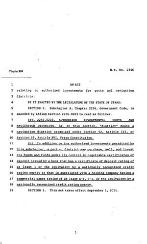 82nd Texas Legislature, Regular Session, House Bill 2346, Chapter 804