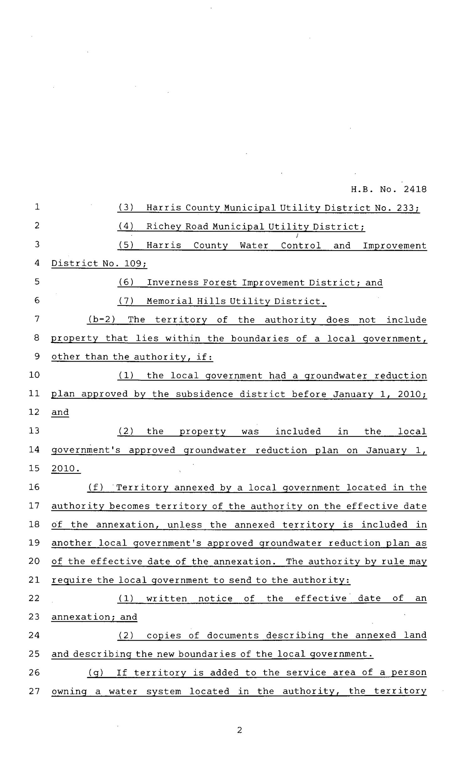 82nd Texas Legislature, Regular Session, House Bill 2418, Chapter 321
                                                
                                                    [Sequence #]: 2 of 6
                                                