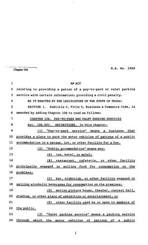 82nd Texas Legislature, Regular Session, House Bill 2468, Chapter 164