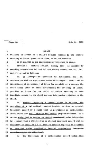 82nd Texas Legislature, Regular Session, House Bill 2488, Chapter 206
