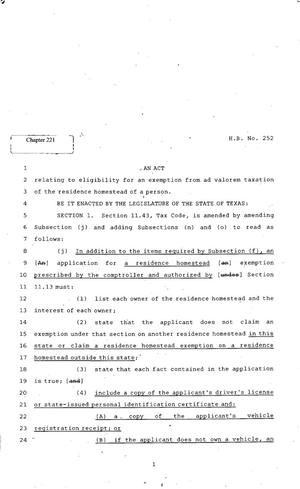 82nd Texas Legislature, Regular Session, House Bill 252, Chapter 221