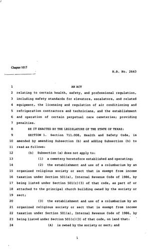 82nd Texas Legislature, Regular Session, House Bill 2643, Chapter 1017