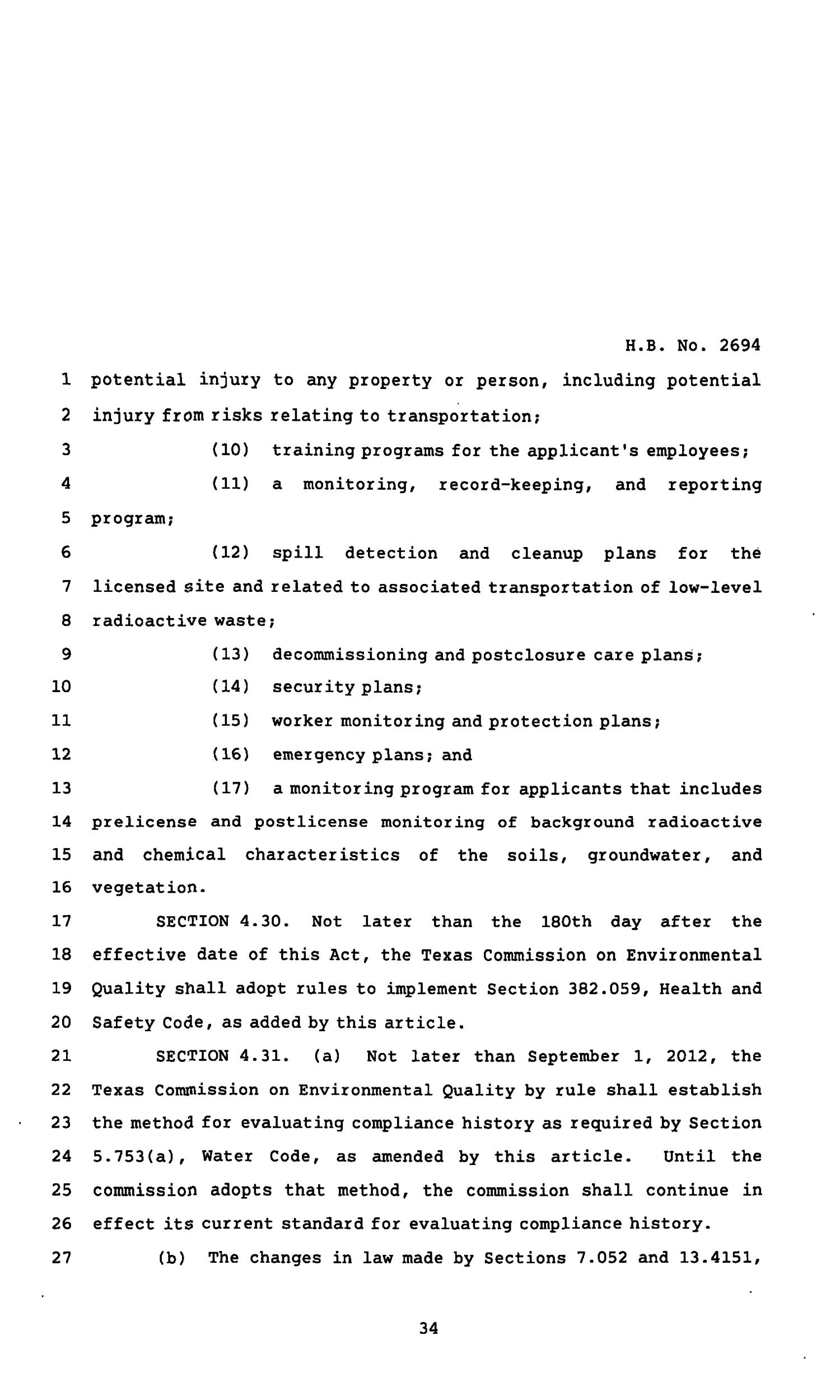 82nd Texas Legislature, Regular Session, House Bill 2694, Chapter 1021
                                                
                                                    [Sequence #]: 34 of 52
                                                