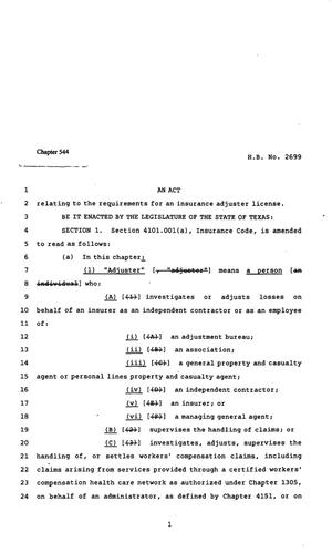 Primary view of object titled '82nd Texas Legislature, Regular Session, House Bill 2699, Chapter 544'.