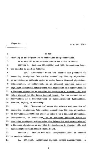82nd Texas Legislature, Regular Session, House Bill 2703, Chapter 545
