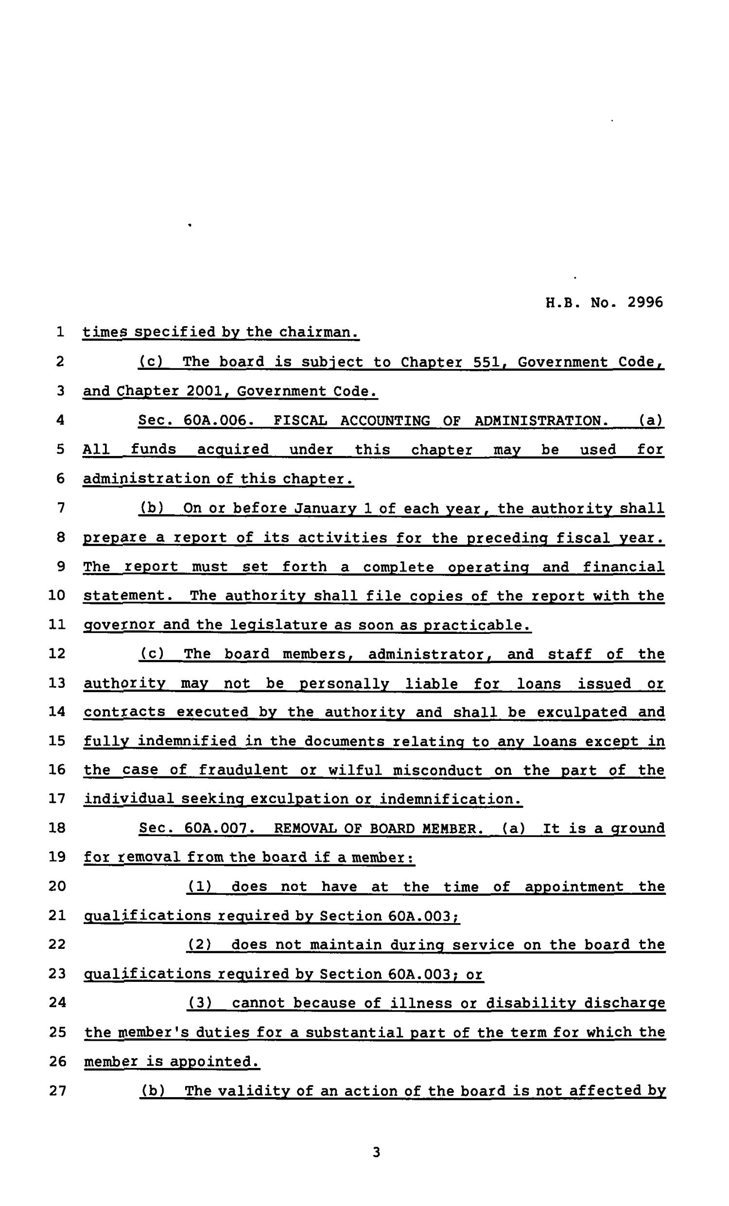 82nd Texas Legislature, Regular Session, House Bill 2996, Vetoed
                                                
                                                    [Sequence #]: 4 of 14
                                                
