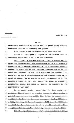 82nd Texas Legislature, Regular Session, House Bill 338, Chapter 688