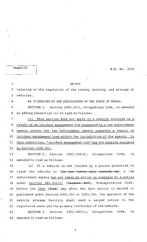 82nd Texas Legislature, Regular Session, House Bill 3510, Chapter 353