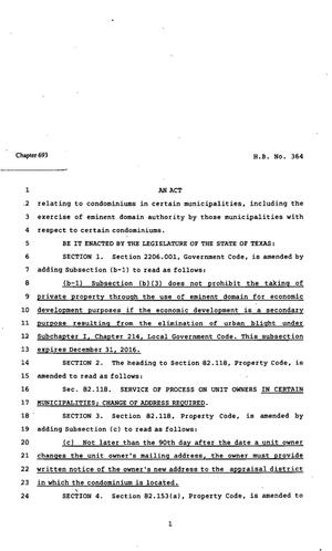 82nd Texas Legislature, Regular Session, House Bill 364, Chapter 693