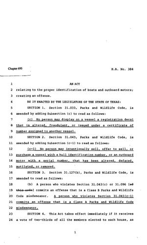 82nd Texas Legislature, Regular Session, House Bill 384, Chapter 695