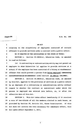 82nd Texas Legislature, Regular Session, House Bill 398, Chapter 696