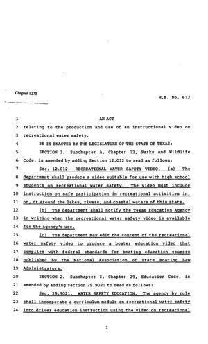82nd Texas Legislature, Regular Session, House Bill 673, Chapter 1275