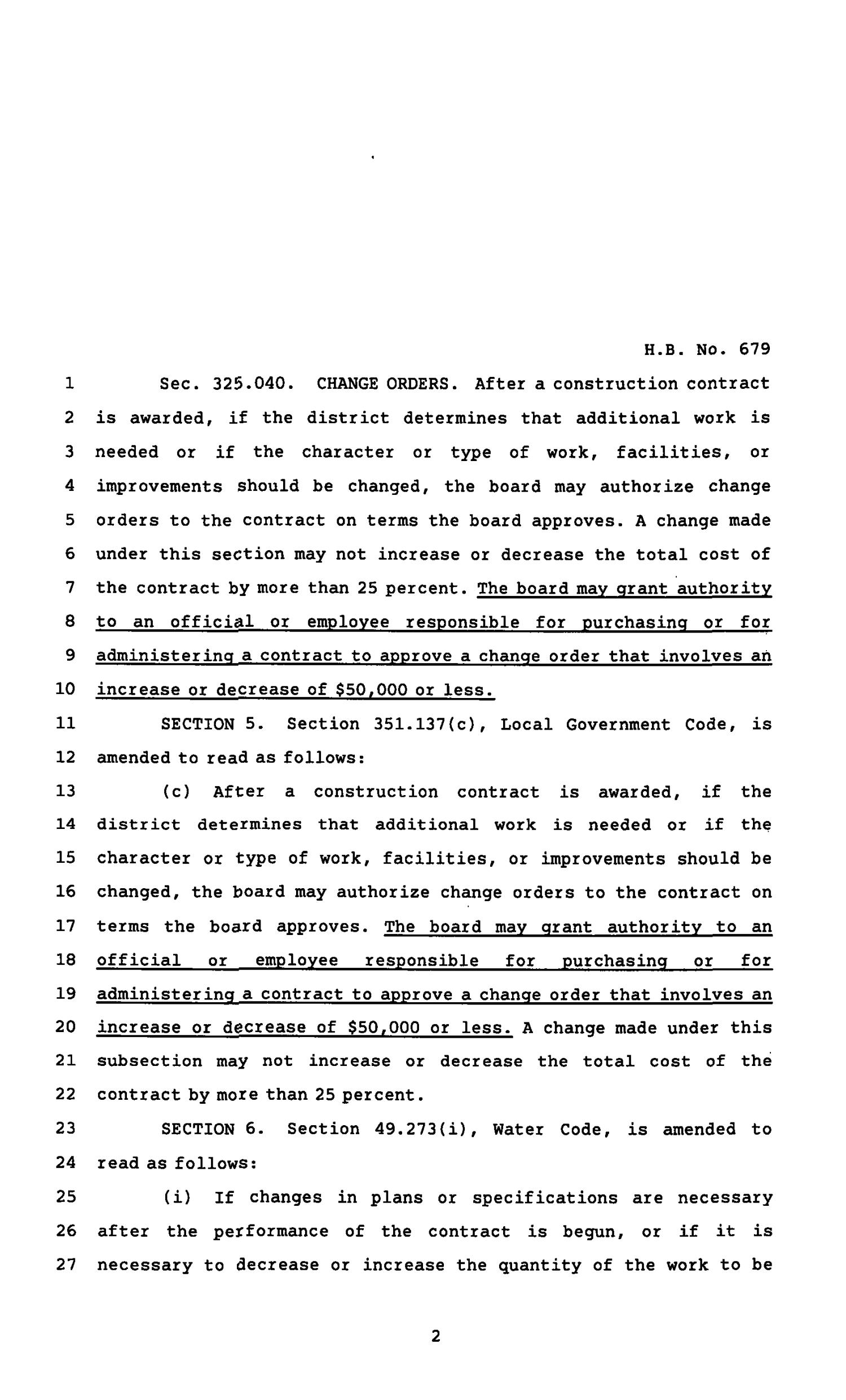 82nd Texas Legislature, Regular Session, House Bill 679, Chapter 479
                                                
                                                    [Sequence #]: 2 of 4
                                                