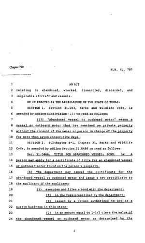 82nd Texas Legislature, Regular Session, House Bill 787, Chapter 720