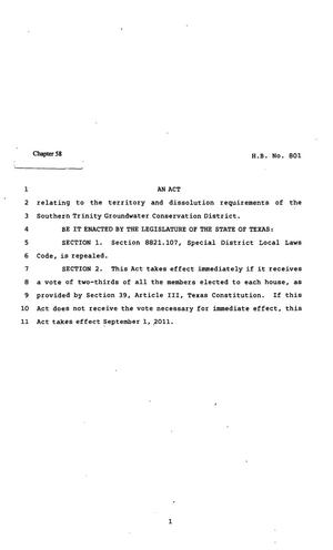 82nd Texas Legislature, Regular Session, House Bill 801, Chapter 58