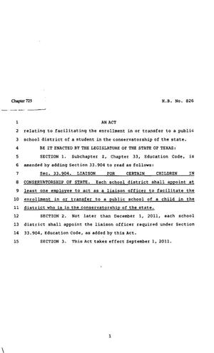 82nd Texas Legislature, Regular Session, House Bill 826, Chapter 725