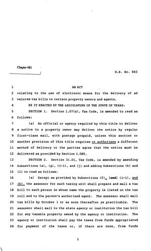 82nd Texas Legislature, Regular Session, House Bill 843, Chapter 483