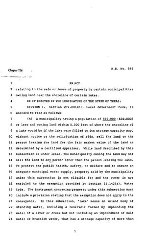 82nd Texas Legislature, Regular Session, House Bill 844, Chapter 726