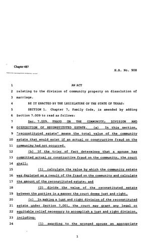 82nd Texas Legislature, Regular Session, House Bill 908, Chapter 487