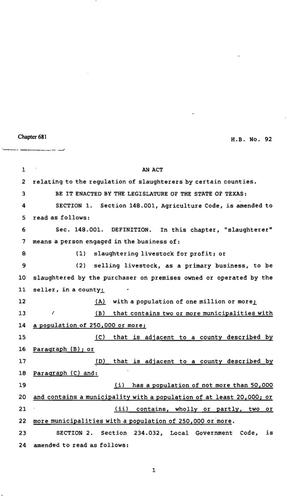 82nd Texas Legislature, Regular Session, House Bill 92, Chapter 681