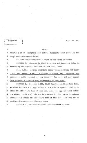 82nd Texas Legislature, Regular Session, House Bill 942, Chapter 243