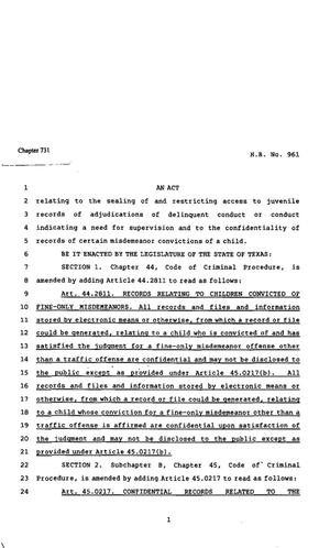 82nd Texas Legislature, Regular Session, House Bill 961, Chapter 731