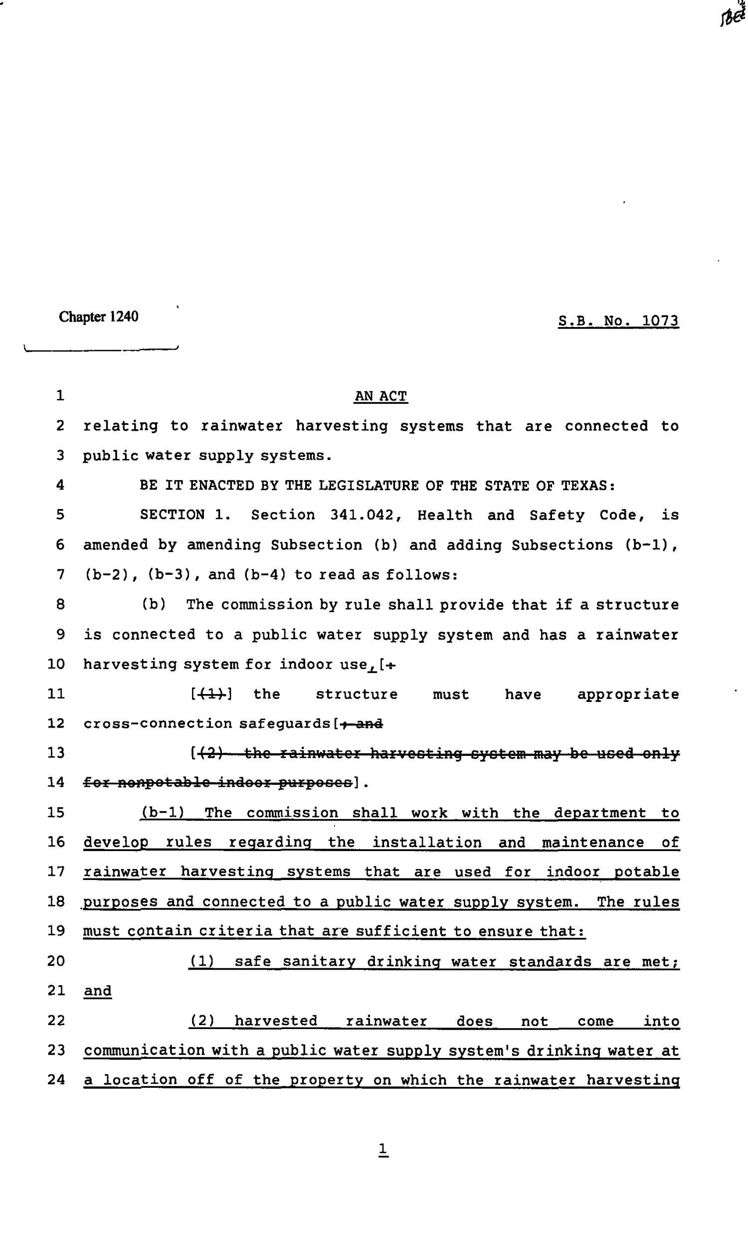 82nd Texas Legislature, Regular Session, Senate Bill 1073, Chapter 1240
                                                
                                                    [Sequence #]: 1 of 3
                                                