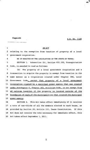 82nd Texas Legislature, Regular Session, Senate Bill 1120, Chapter 654