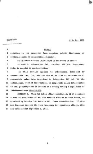 82nd Texas Legislature, Regular Session, Senate Bill 1130, Chapter 1079