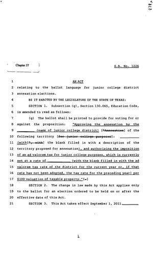 82nd Texas Legislature, Regular Session, Senate Bill 1226, Chapter 37