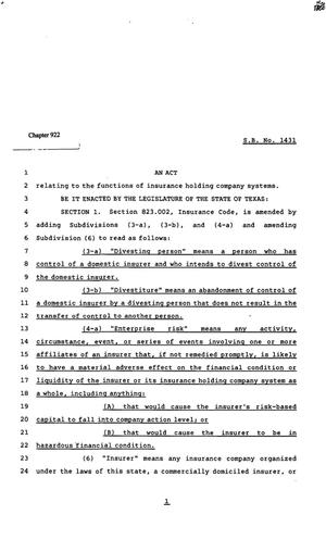 82nd Texas Legislature, Regular Session, Senate Bill 1431, Chapter 922