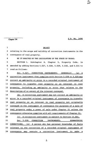 82nd Texas Legislature, Regular Session, Senate Bill 1496, Chapter 194